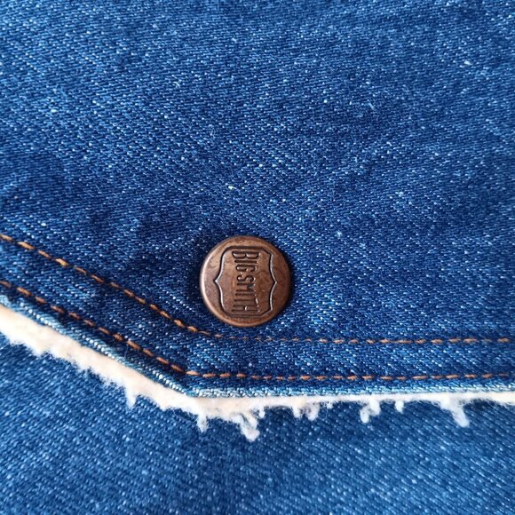 Medium Vintage 80's Big Smith Raw Denim Rancher Vest Sherpa Made In USA - Picture 7 of 7